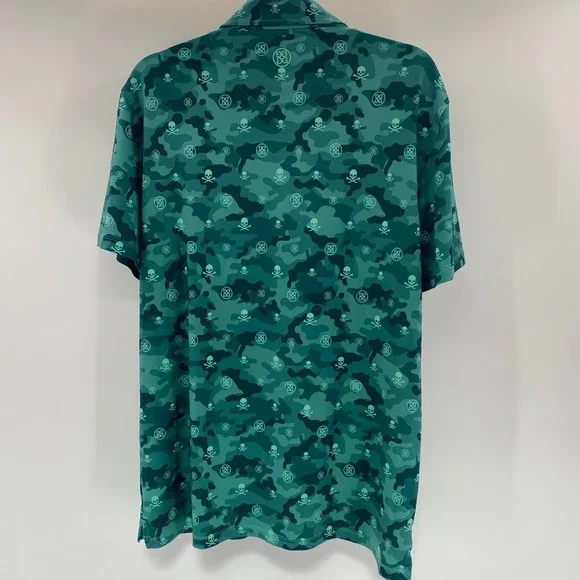 G/FORE Golf Polo Mens Large Green Camo Skull & T's Performance Shirt Luxury